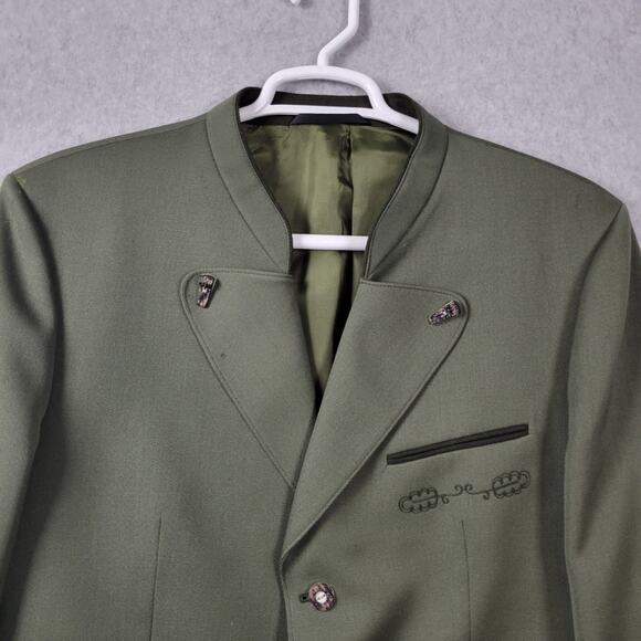 Vtg Kastell 100% Wool Green LS Button Up Trachten Jacket Men's 42 - Picture 2 of 16